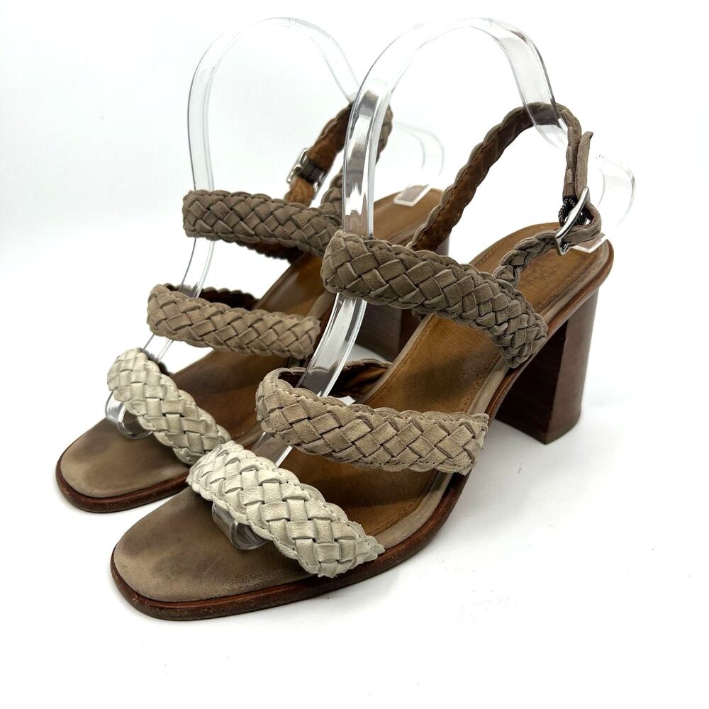 FRYE Amy Braided Leather Block Heeled Sandals Women's 9 US